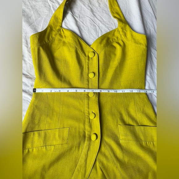 SOLD Vintage Donna Karan Halter neck Vest Medium Silk Chartreuse - Picture 10 of 13